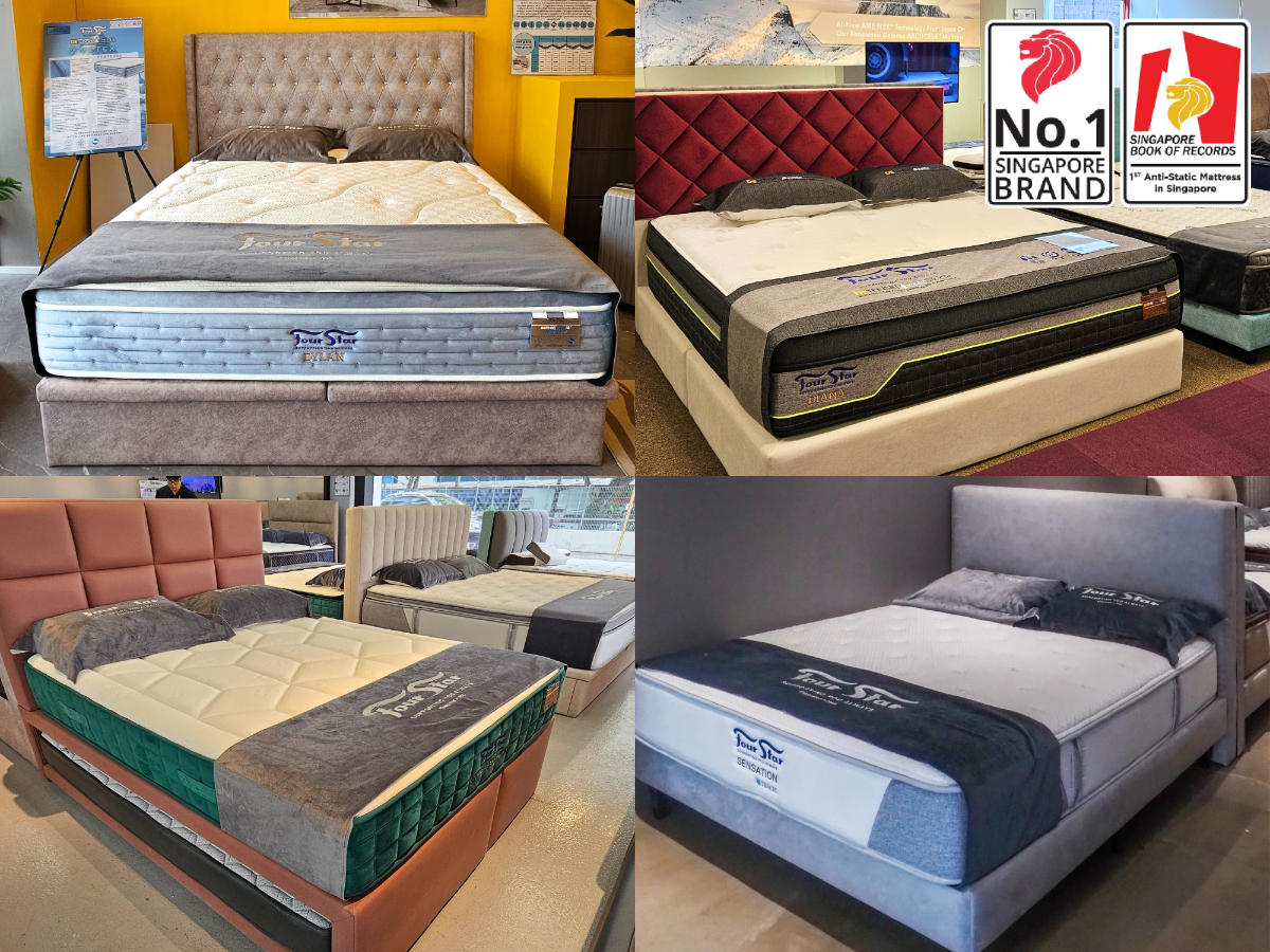 Mattresses available for purchase at Four Star's SG60 Pop-Up Sale. PHOTO: Four Star
