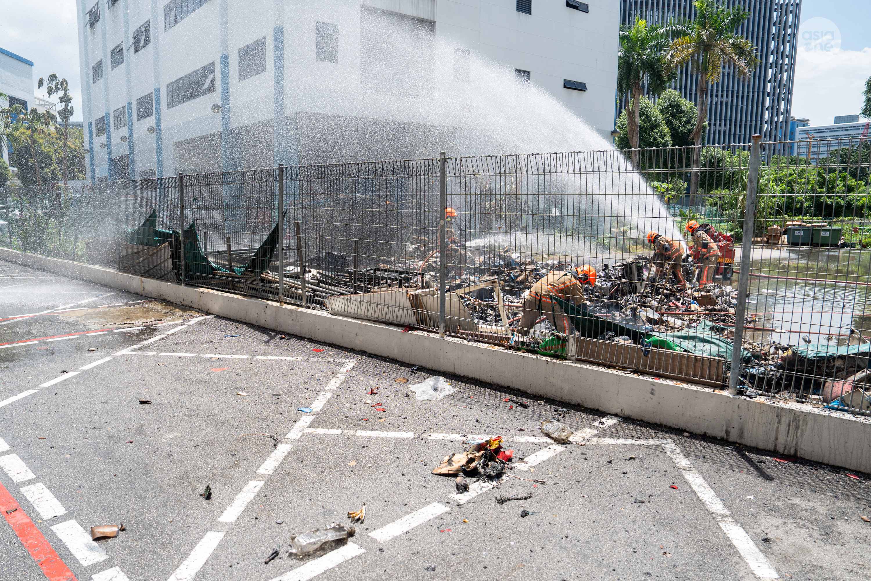 Debris seen at the carpark of an adjacent building.
