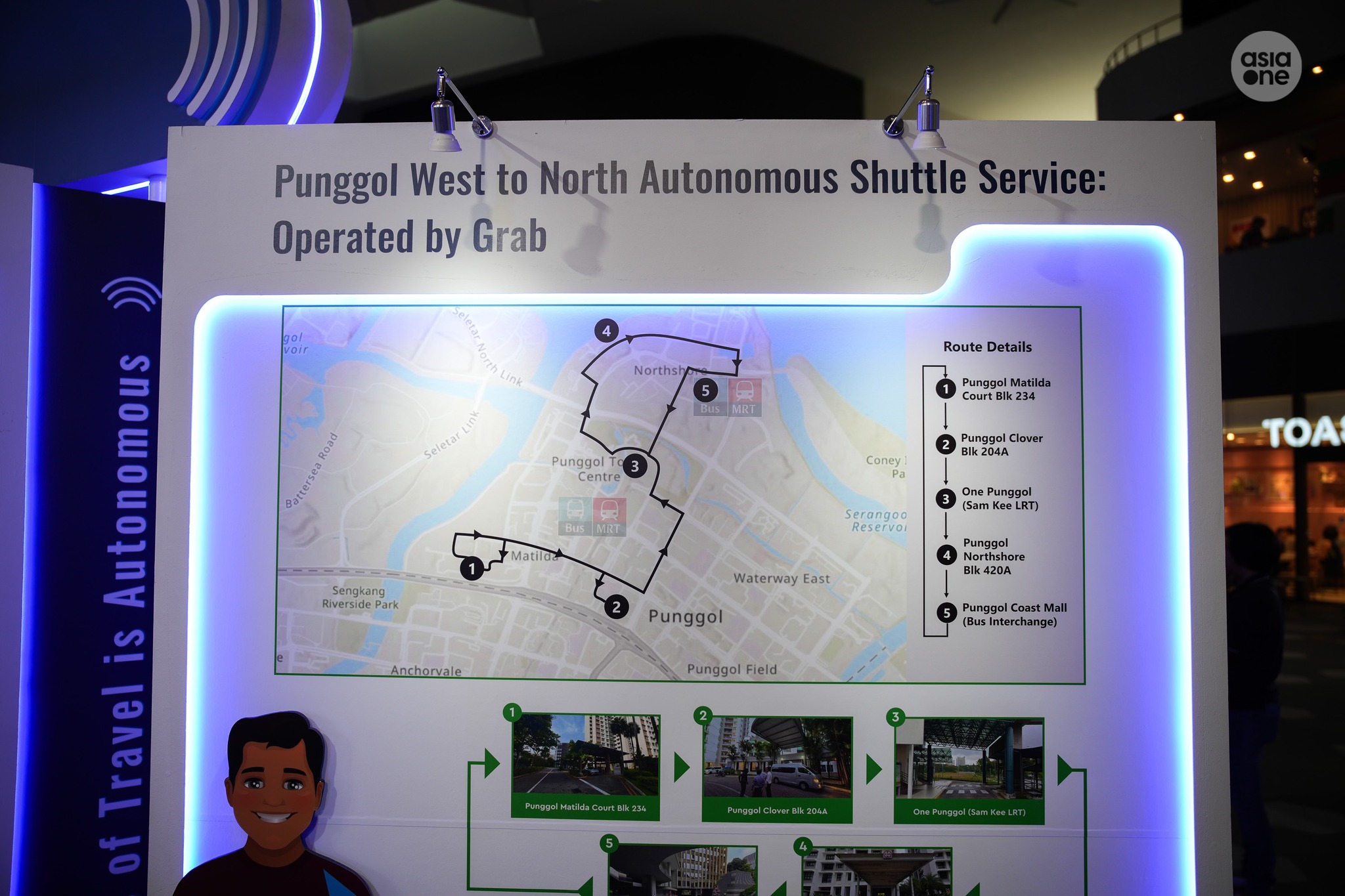 The west to north Punggol route will connect Punggol residents living in Matilda Court and Punggol Clover to the polyclinic at Oasis Terraces, and the market at Punggol Plaza. The total duration of the route will be around 40 minutes.