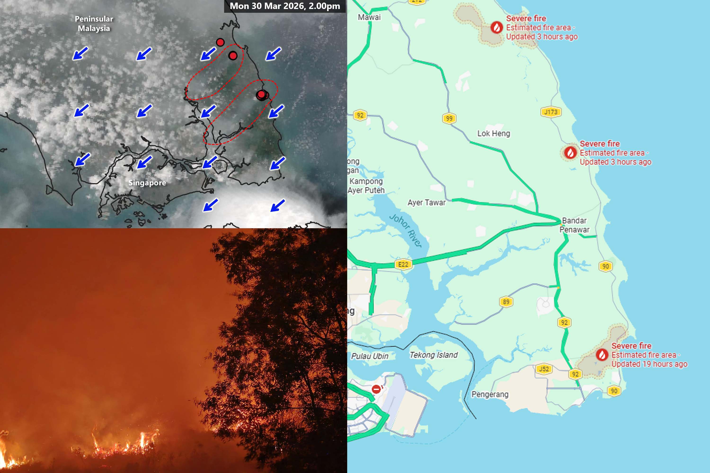 Map showing hotspots in eastern Johor.