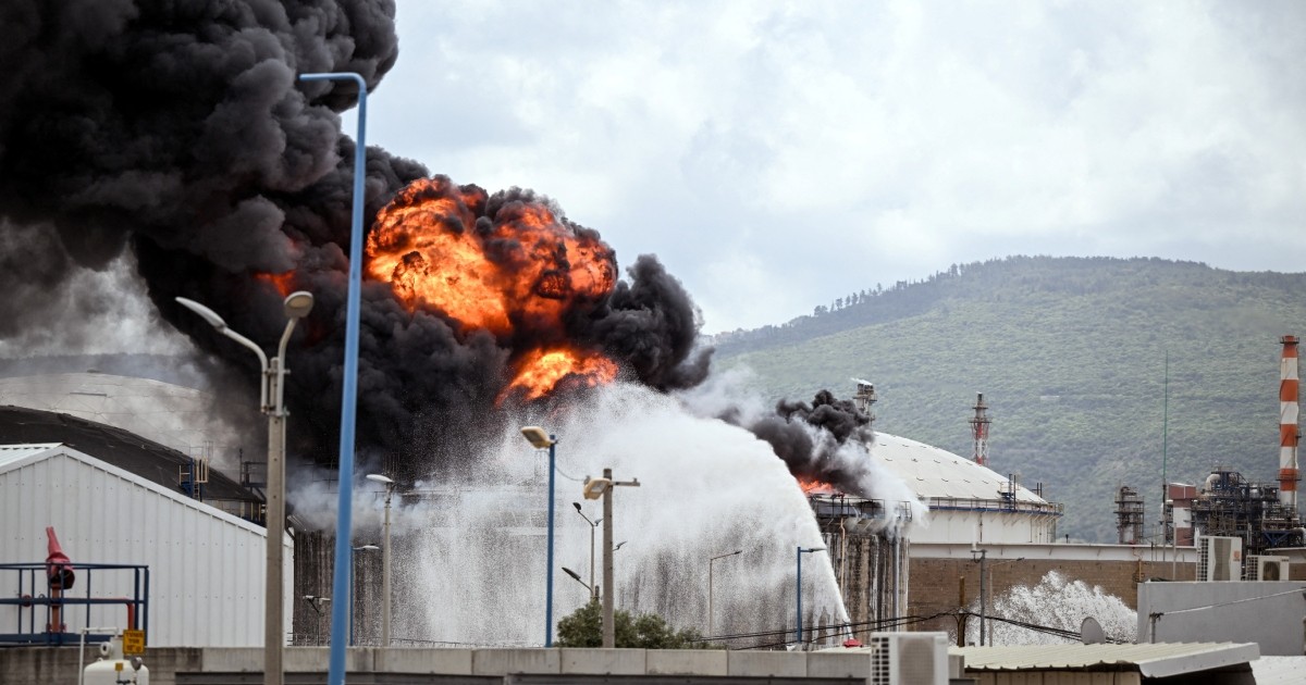 An industrial building and a fuel tanker at Israel's Oil Refineries were damaged in an attack on March 30.